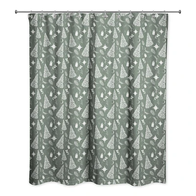 Designs Direct Sage Christmas 71" x 74" Shower Curtain