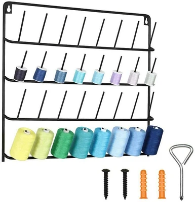 NEX™ Black 32-Spool Wall-Mounted Metal Sewing Thread Rack