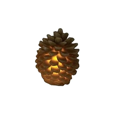 3.75" Brown Flameless LED Lighted Flickering Pine Cone Christmas Candle