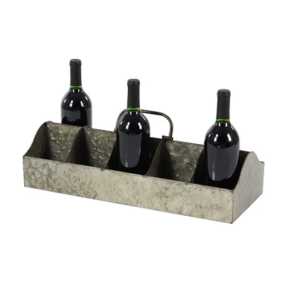 20" Gray Metal Farmhouse Wine Holder