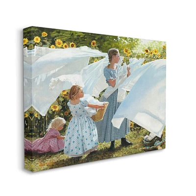 Stupell Industries Farm Children Doing Laundry Canvas Wall Art