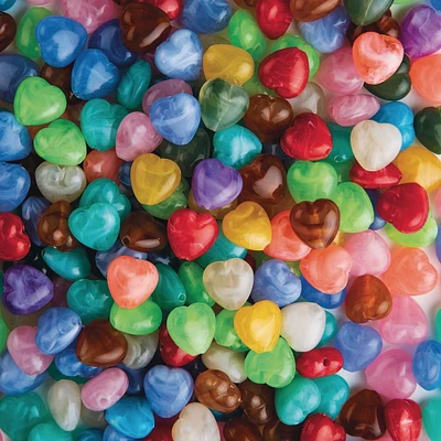 S&S® Worldwide Colorful Heart Shaped Plastic Beads, 15mm