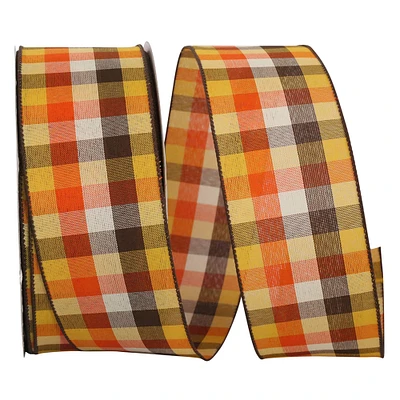The Ribbon Roll 2.5" x 50yd. Wired Country Field Tonal Plaid Ribbon