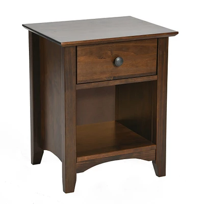 22" Walnut Finish Shaker Wood Farmhouse Nightstand