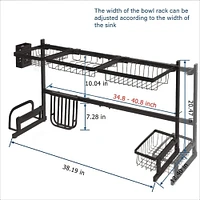 NEX™ 38" Black 2-Tier Stainless Steel Over the Sink Dish Rack