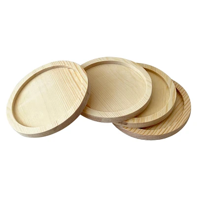 Round Welled Pinewood Coasters, 4ct. by Make Market®