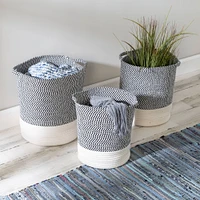 Honey Can Do Gray & White Two-Tone Cotton Rope Basket Set