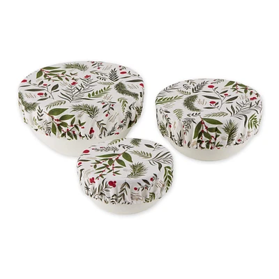 DII® Holiday Sprigs Print Dish Cover Set, 3ct.