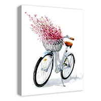 Bike with Flower Basket Canvas Wall Art