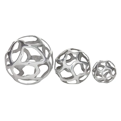 Silver Contemporary Orb Sculpture Set