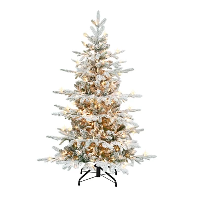 6 Pack: 4.5ft. Pre-Lit Flocked Utah Fir Artificial Christmas Tree, Clear Lights