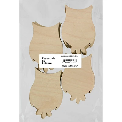 Essentials by Leisure Arts 24 Pack 2.38" x 3.75" Owl Flat Wood Shape