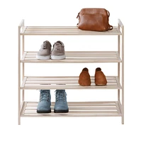 Honey Can Do White Wash 4-Tier Bamboo Shoe Rack