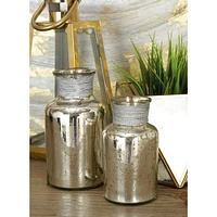 Glam Silver Glass Decorative Jar Set