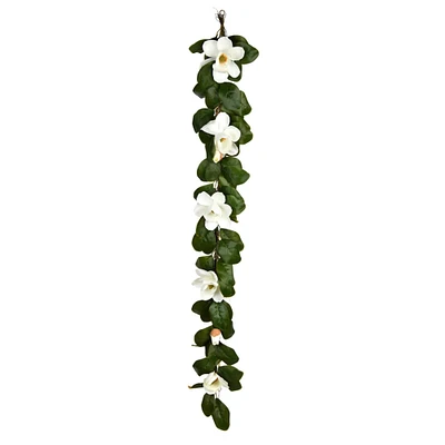 76" White Magnolia Garland