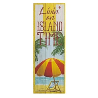 Island Time Coastal Beach Outdoor Canvas Art Print - 16"x48"