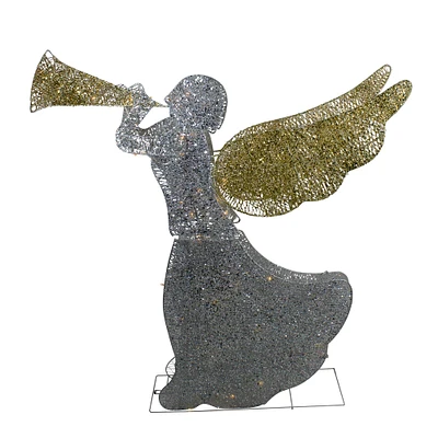 46" Silver & Gold Lighted 3D Glittered Angel Outdoor Christmas Décor