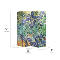 American Art Decor™ 6ft. Double-Sided 4-Panel Van Gogh Starry Night and Irises Flowers Canvas Privacy Screen