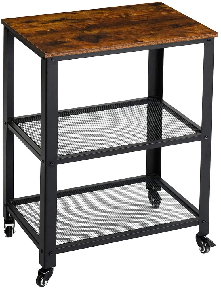 Rustic Brown 3-Tier Utility Cart