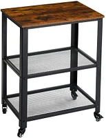 Rustic Brown 3-Tier Utility Cart