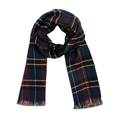 Glitzhome® 75" Plaid Reversible Scarf with Fringe