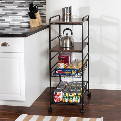 Honey Can Do Black 4-Tier Rolling Cart