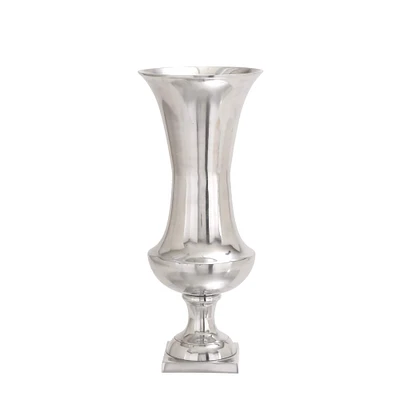 21" Silver Aluminum Traditional Vase