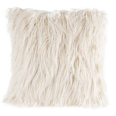 Hastings Home Mongolian Faux Fur Pillow, 18" x 18"