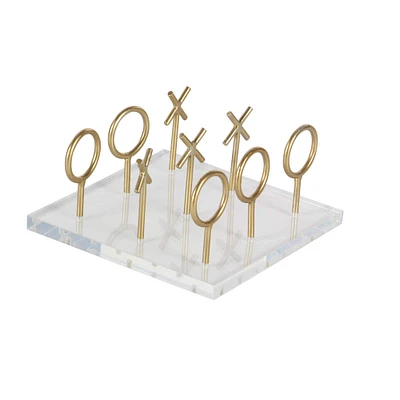 CosmoLiving by Cosmopolitan Gold & White Acrylic Glam Tic-Tac-Toe Game Set