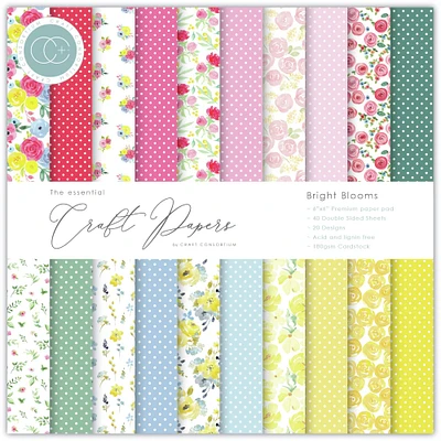 Craft Consortium Bright Blooms Double-Sided Paper Pad, 6" x 6"