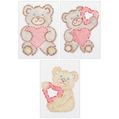 Jack Dempsey Fuzzy Bear Stamped Embroidery Samplers Kit