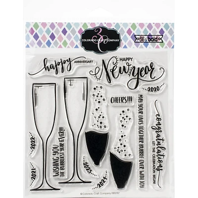 Colorado Craft Company Champagne Celebrations Big & Bold Clear Stamps