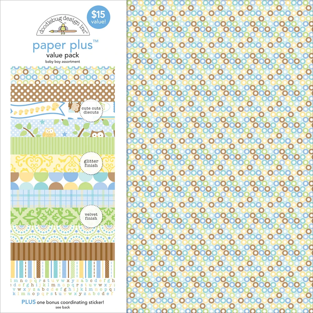 Doodlebug Design Inc.™ Baby Boy Paper Plus Value Pack, 12" x 12"