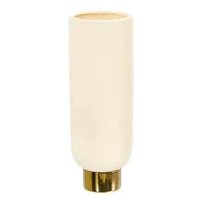 12.75" Elegance Ceramic Cylinder Vase with Gold Accents