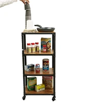 Mind Reader 39.2" Brown & Black 4-Tier Rolling Bar Cart