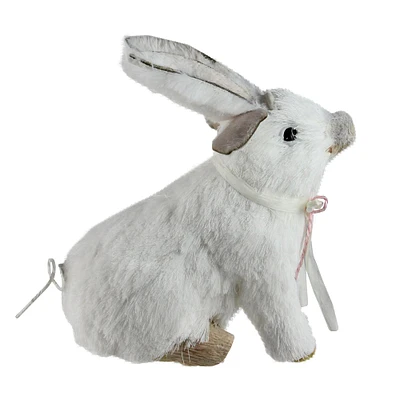 7" White Playful Piglet with Silly Bunny Rabbit Ears Easter Figure