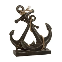 16" Black Metal Anchor Sculpture