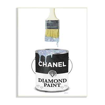 Stupell Industries Glam Pop Fashion Diamond Paint Deluxe Designer Black Wall Plaque