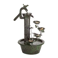 24" Rustic Metal Water Pump Fountain