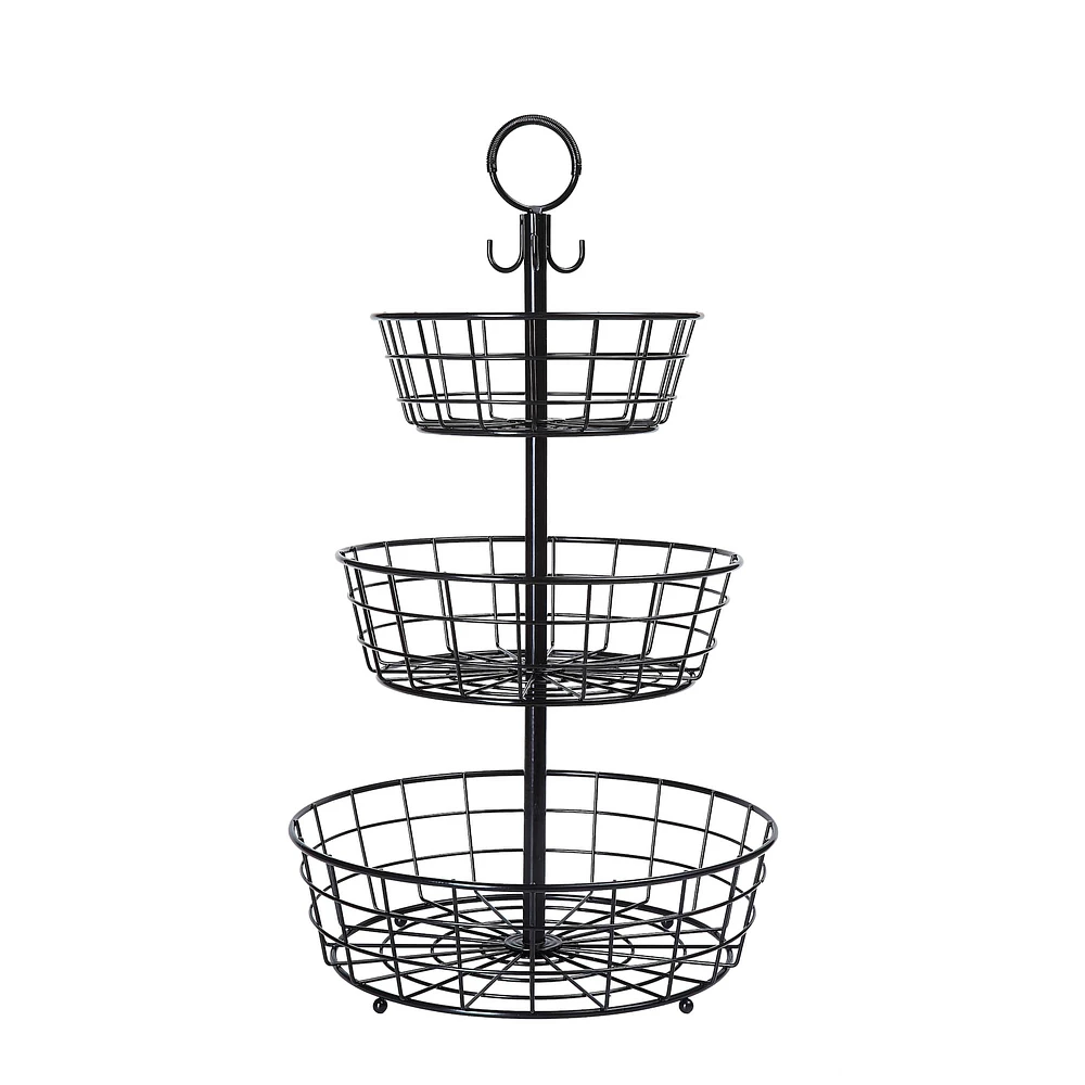 SunnyPoint Black 3 Tier Wire Basket Stand