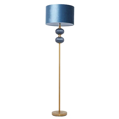 Blue Velvet Transitional Floor Lamp, 69" x 18" x 18"