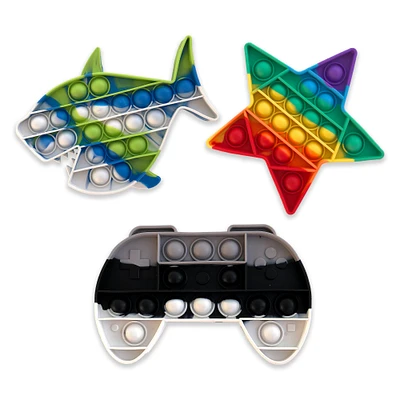 GottaPop Shark, Star & Game Controller Pop It Fidget Toys, 3ct.