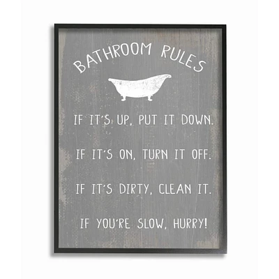 Stupell Industries Countryside Bathroom Rules Sign with Claw Bath Framed Wall Art