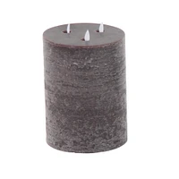 Brown Traditional Wax Flameless Pillar Candle Set