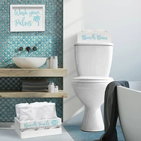 Elegant Designs Large White Wash Coastal Towel Holder, Frame & Toilet Paper Holder Set