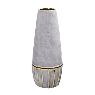 15" Regal Stone Decorative Vase with Gold Accents