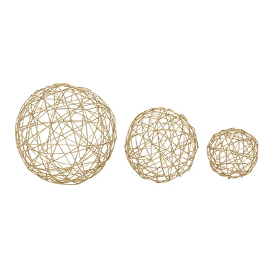 CosmoLiving by Cosmopolitan Gold Metal Contemporary Geometric Sculpture Set