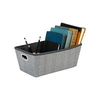 Simplify 13" Gray Herringbone Grommet Shelf Tote