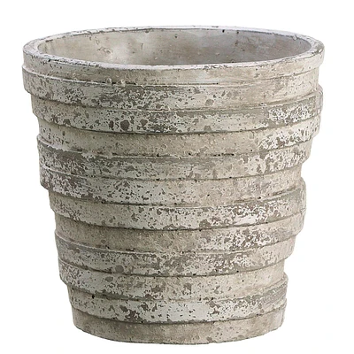 8.2" Gray Distressed Textured Cement Pot
