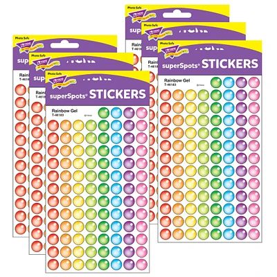 Trend Enterprises® superSpots® Rainbow Gel Stickers, 6 Packs of 800ct.
